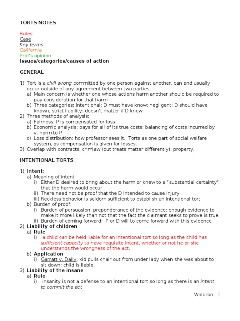 Torts Outline 2l Negligence Proximate Cause