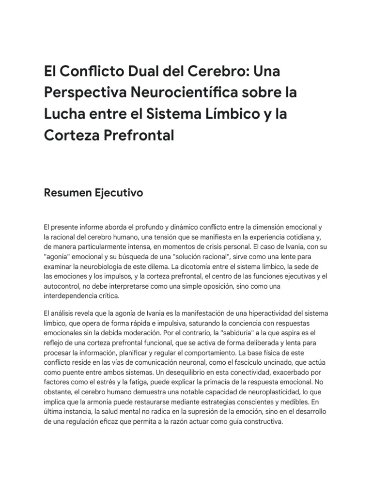 Conflicto Cerebral: Emoción vs. Razón | PDF | Las emociones | Cerebro