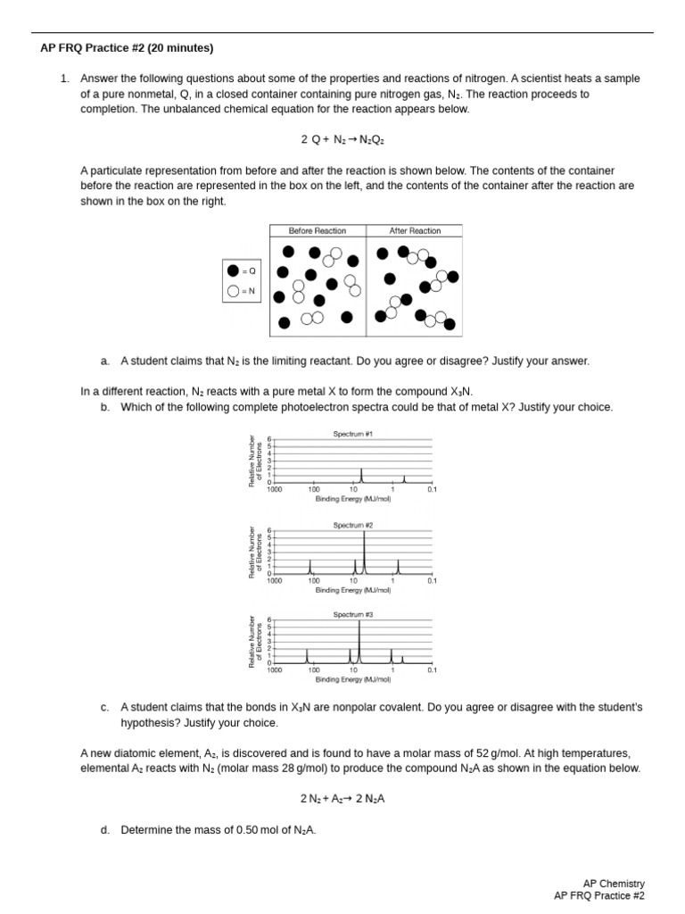 AP Chemistry FRQ Practice on Nitrogen | PDF | Chemical Reactions ...