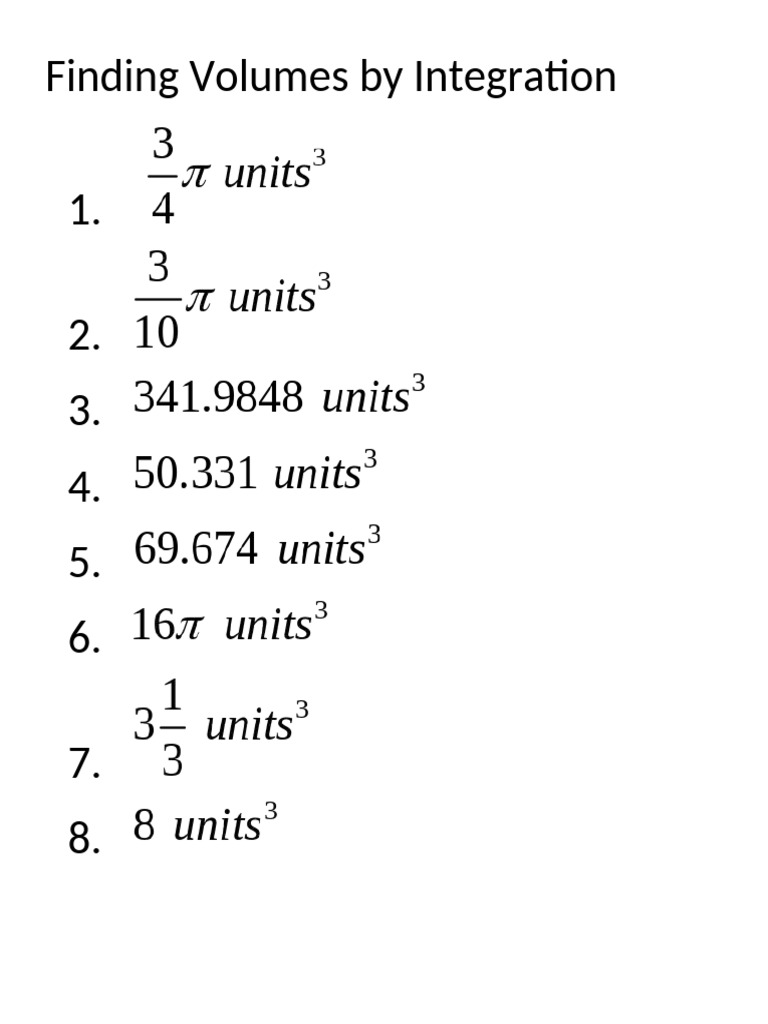 Finding Volumes by Integration Ans | PDF