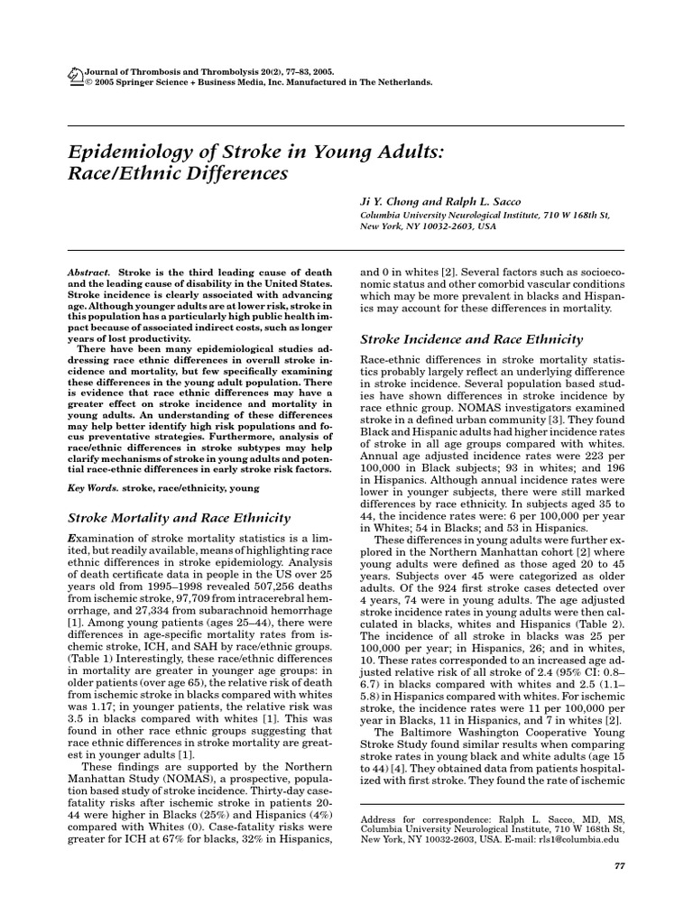 Stroke Epidemiology in Young Adults | PDF | Stroke | Angiology