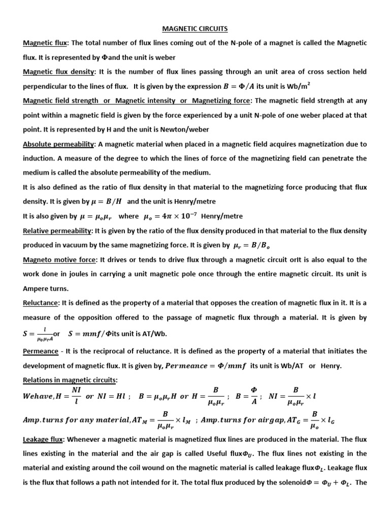 Understanding Magnetic Circuits and Properties | PDF | Electromagnetic ...