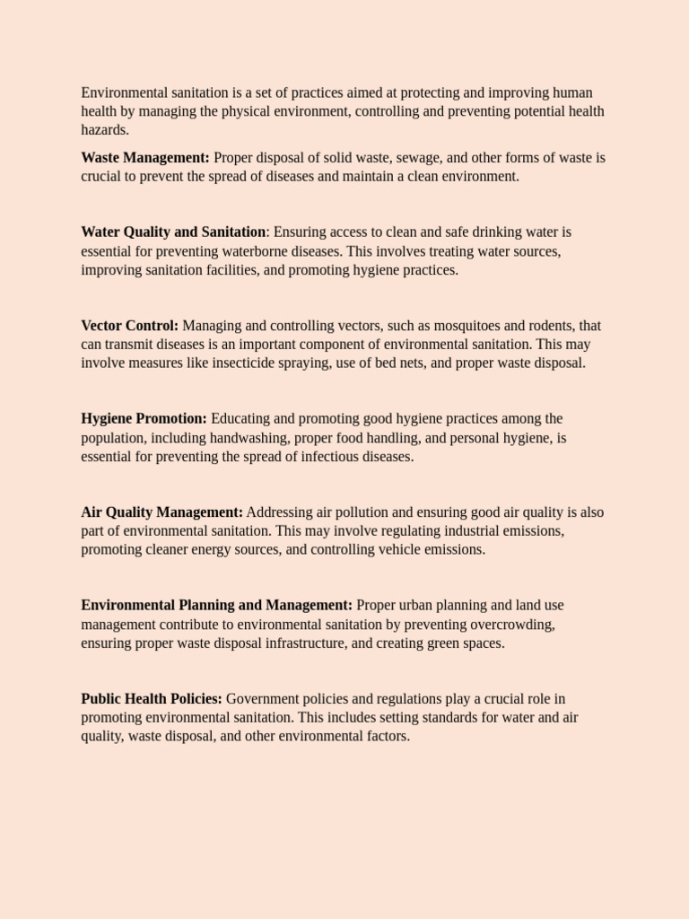 Essential Practices for Environmental Sanitation | PDF