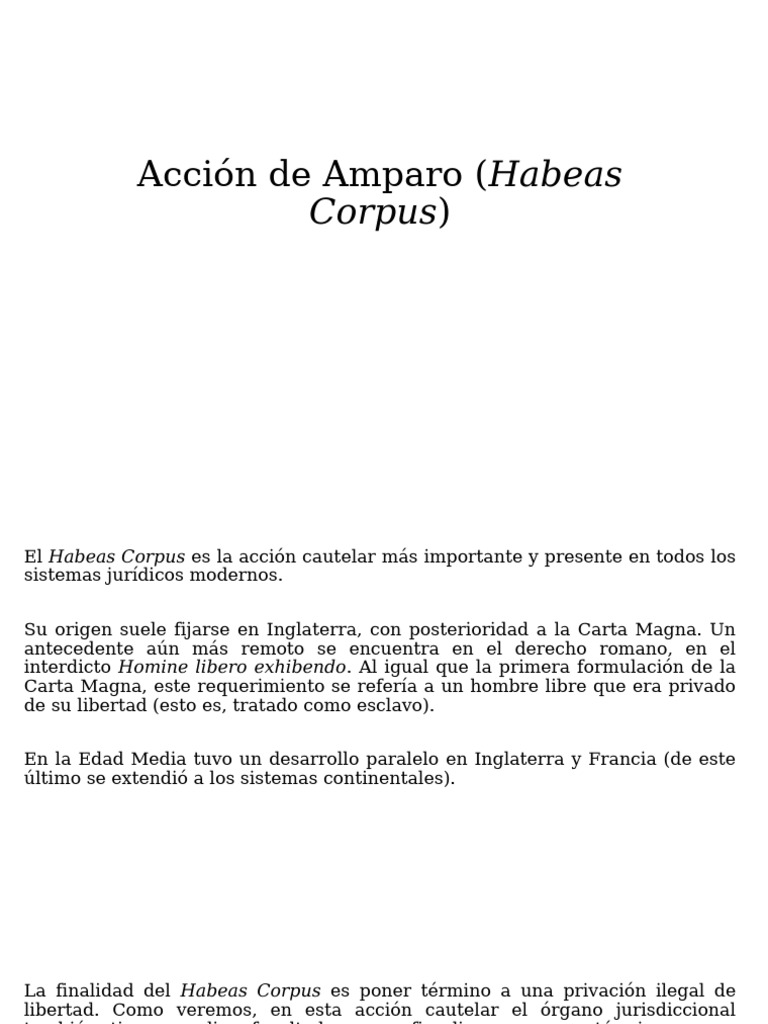 Acción de Amparo Constitucional, Derecho | PDF | Habeas corpus | Mandato