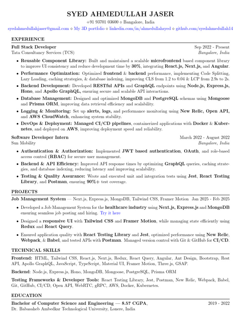 Full Stack Developer Portfolio Overview | PDF | Databases | Software ...