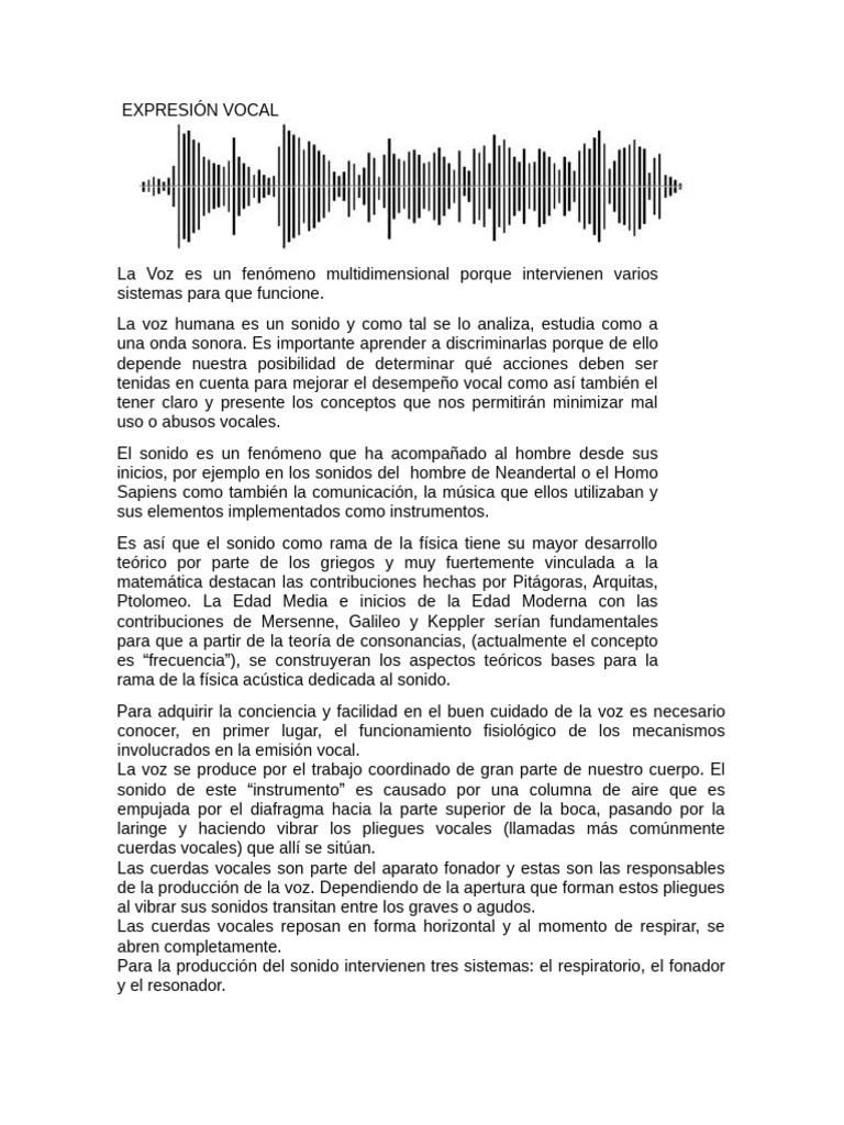 Fundamentos de la Expresión Vocal | PDF | Sonido | Voz humana