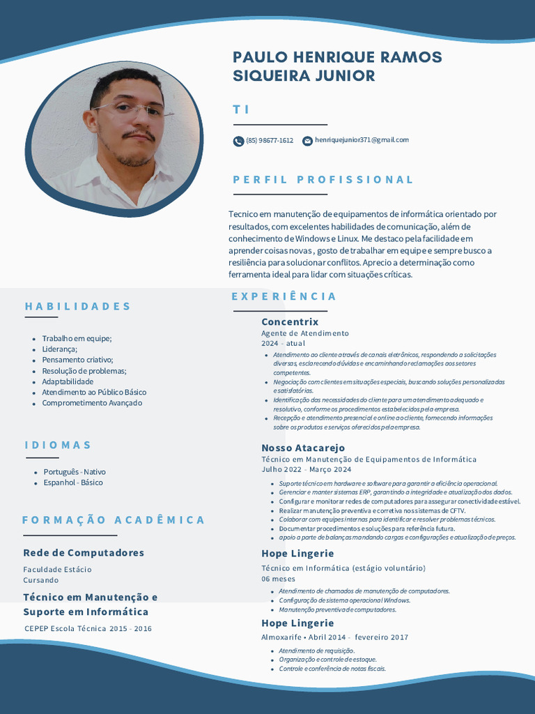 Perfil Profissional em TI e Atendimento | PDF | Tecnologia da ...