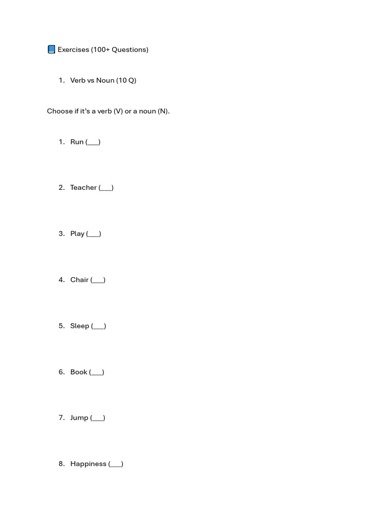 English Grammar Exercises for Beginners | PDF | Linguistic Typology ...