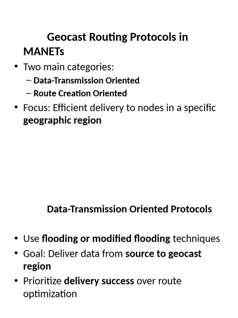 Geocast Routing Protocols in MANETs | PDF | Transmission Control ...