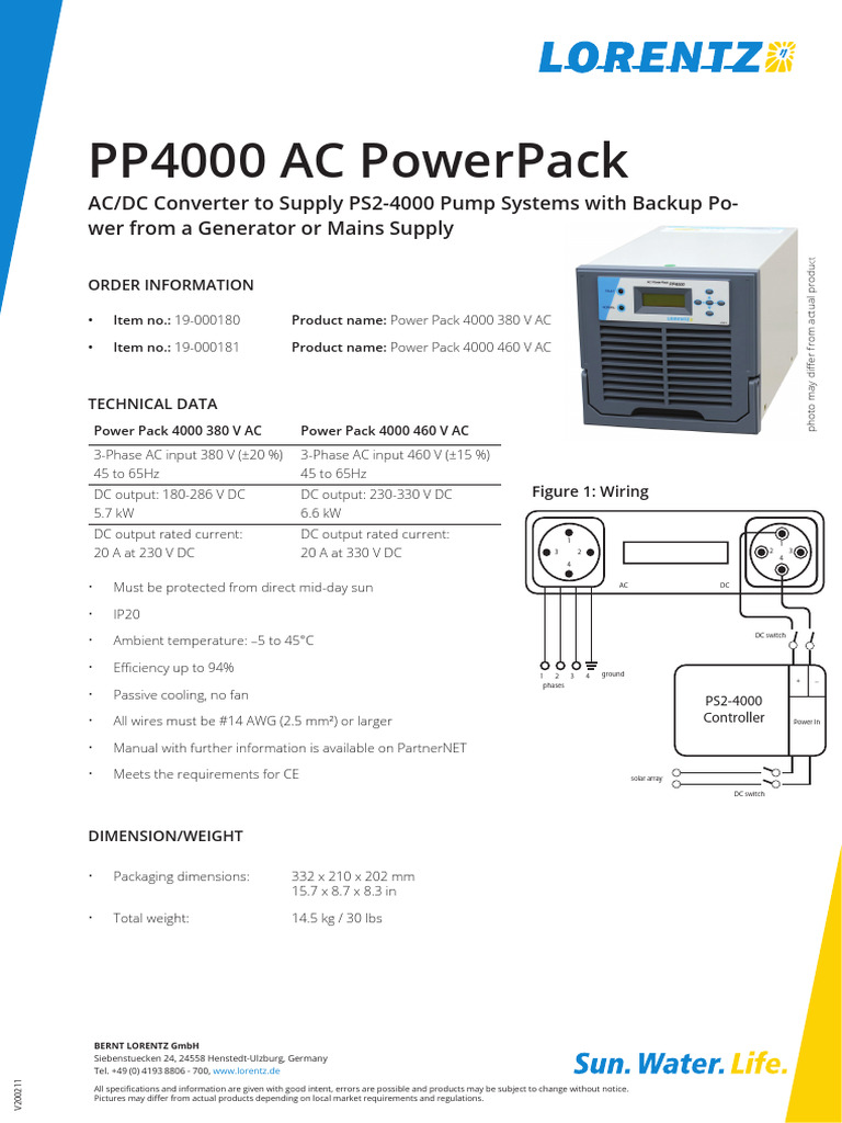 PP4000 AC Power Pack Specifications | PDF | Alternating Current ...