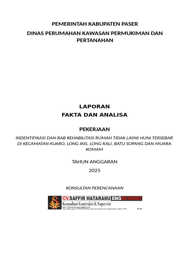 RAB Rehabilitasi RTLH di Paser 2025 | PDF