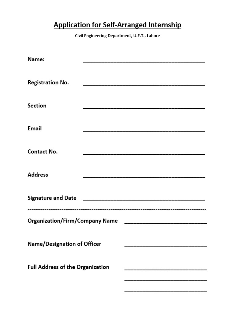 Self-Arranged Internship Application Form | PDF