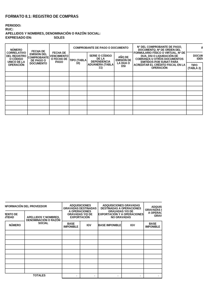 Formato de Registro de Compras y Ventas | PDF