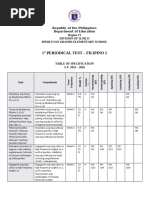 1st Summative Test in FILIPINO With TOS | PDF