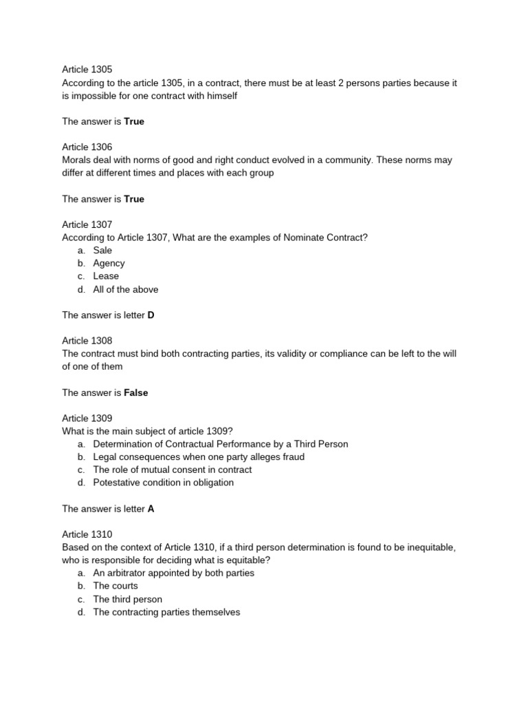 ObliCon Article 1305-1355 | PDF | Law Of Obligations | Consent
