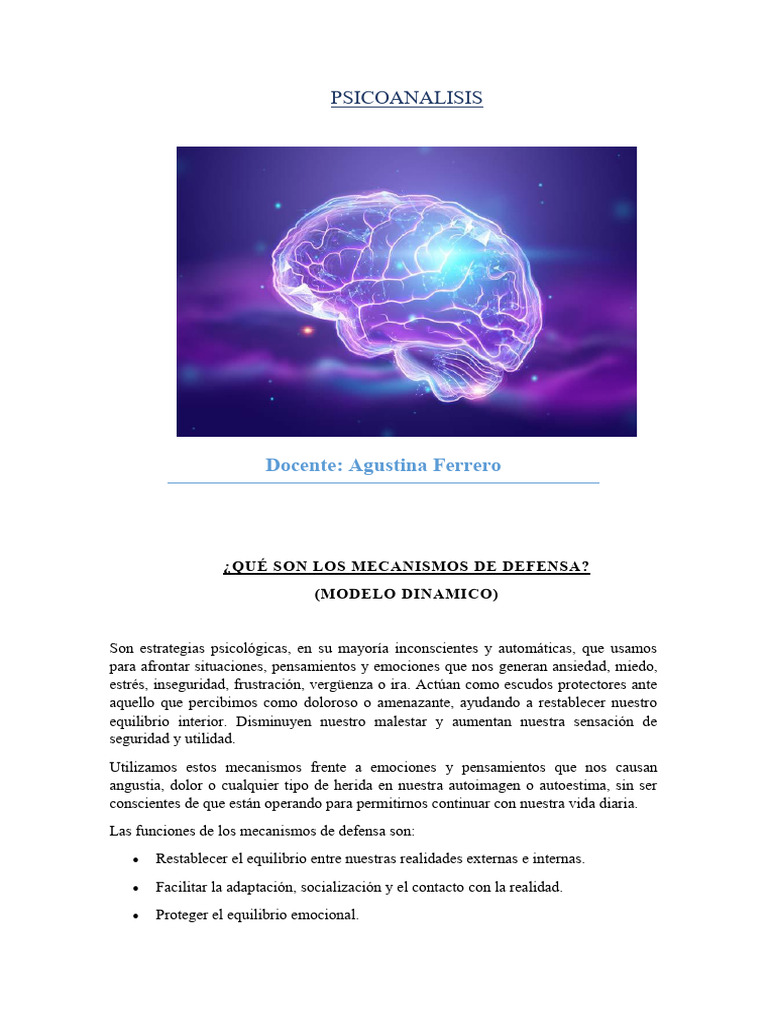 Mecanismos de Defensa en Psicoanálisis | PDF | Las emociones | Ira