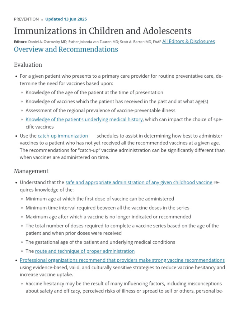 Immunizations in Children and Adolescents - DynaMed | PDF | Public ...
