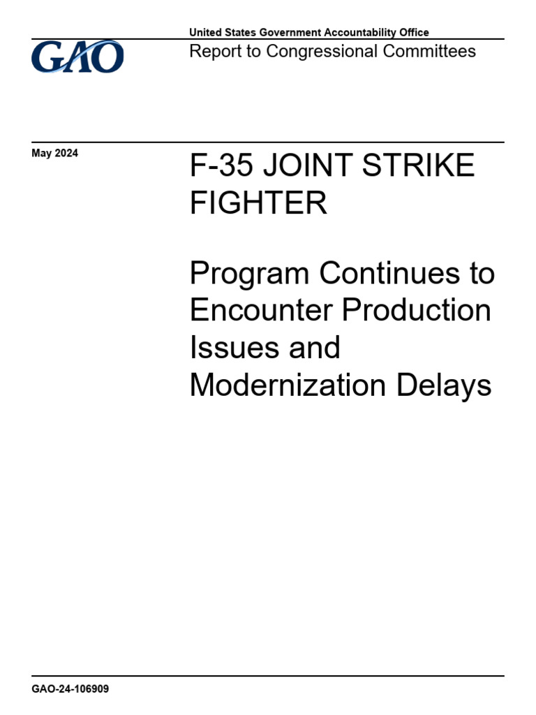 F-35 Program Production Issues Report | PDF | Lockheed Martin F 35 ...