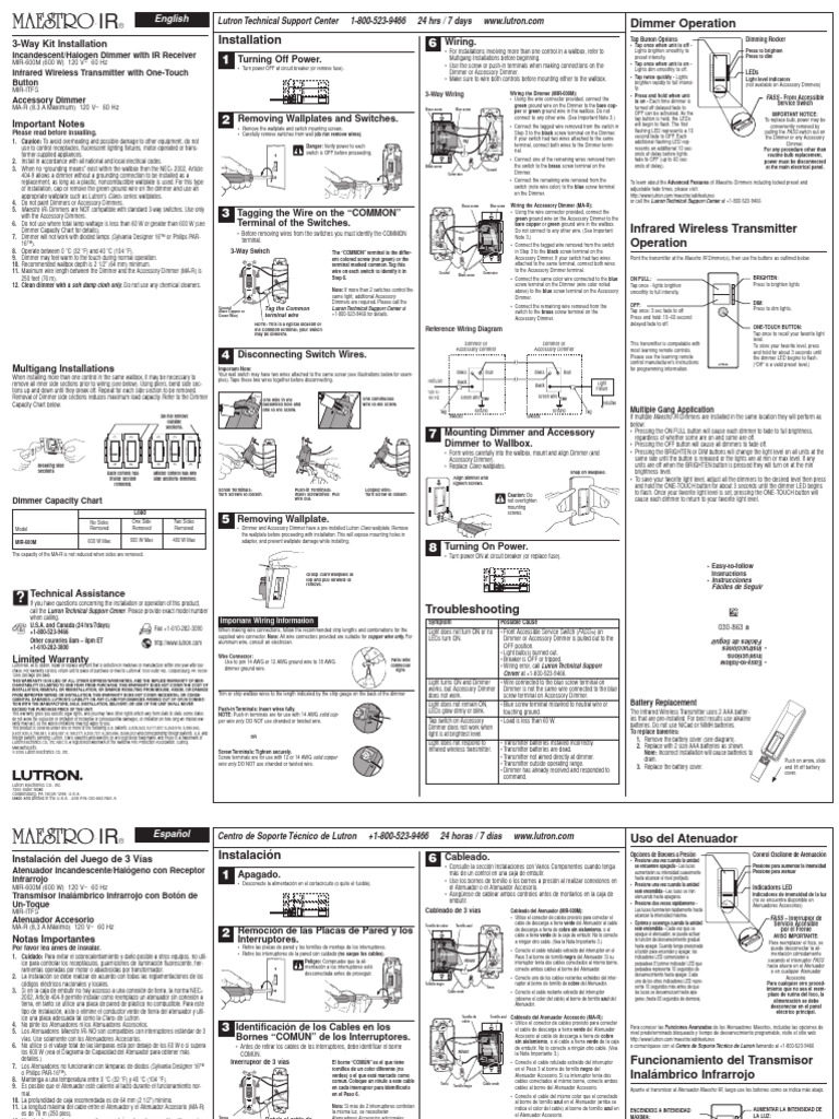 Lutron Dimmer Switch Installation Guide | PDF | Switch | Equipment