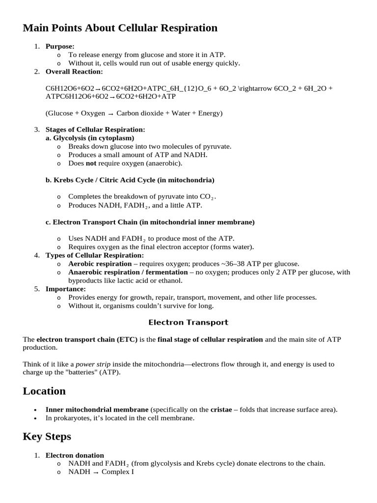 Cellular Respiration Overview and Processes | PDF | Cellular ...