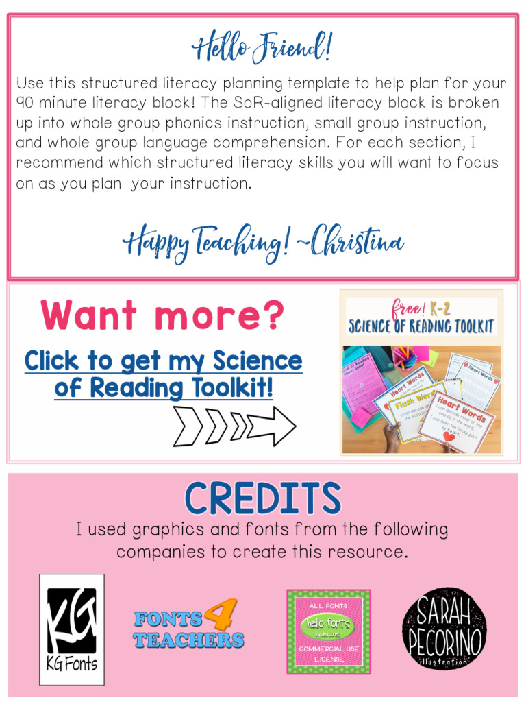 90 Minute Literacy Block Planning Template | PDF