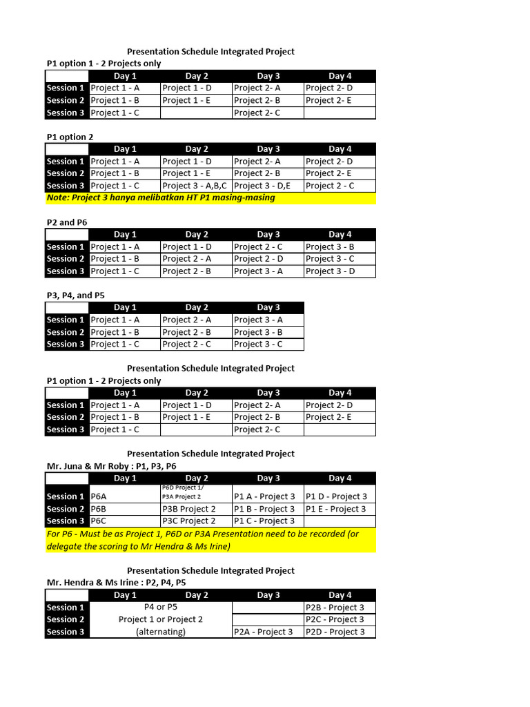 Integrated Project Presentation Schedule | PDF | Integrated Truss ...