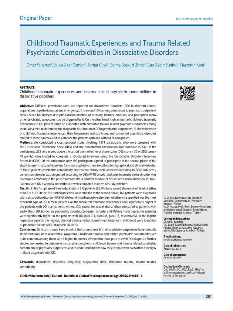 Childhood Trauma and Dissociative Disorders | PDF | Mental Disorder ...