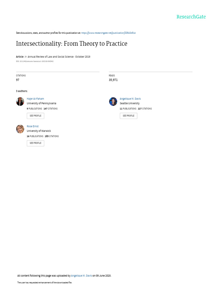 Intersectionality in Law and Social Science | PDF | Intersectionality ...