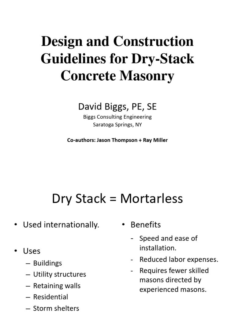 Dry-Stack Concrete Masonry Guidelines | PDF | Masonry | Prestressed ...