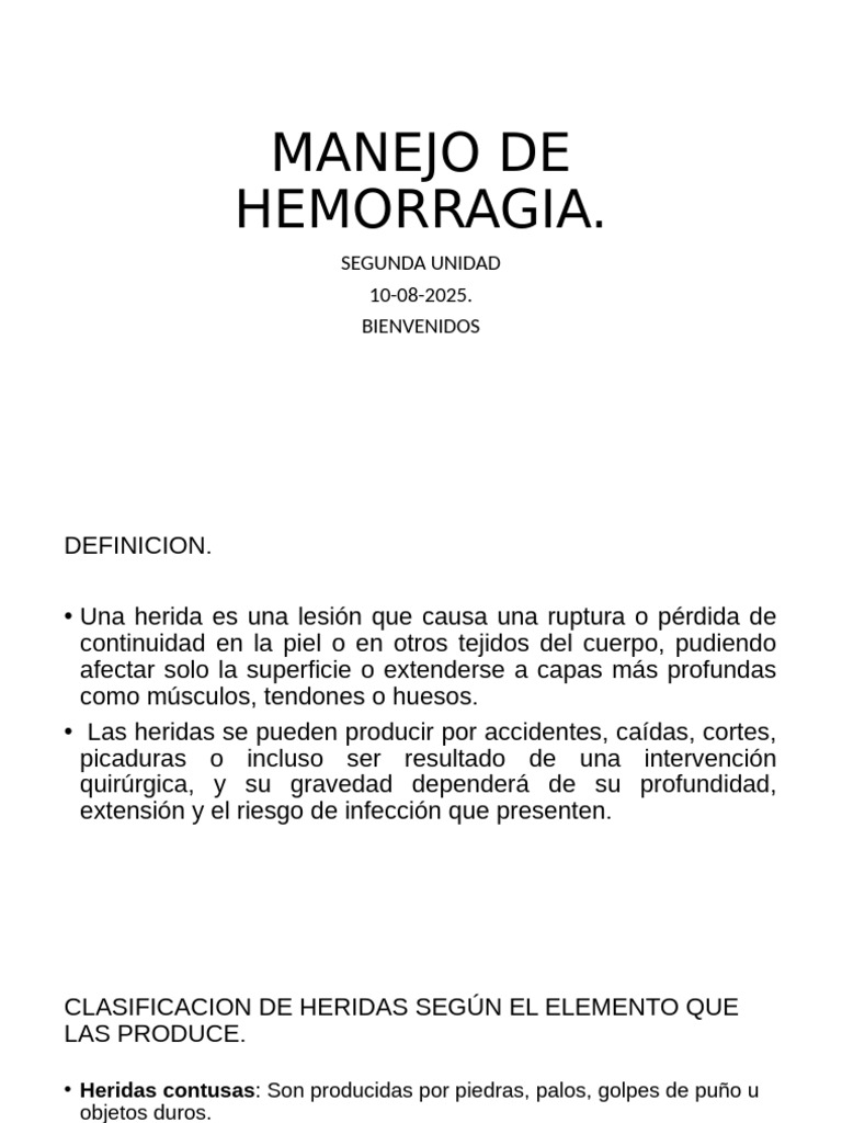 Manejo de Hemorragias y Quemaduras | PDF | Quemar | Herida