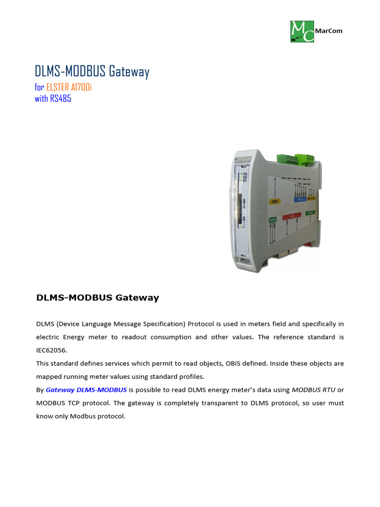 DLMS-MODBUS Gateway for Elster A1700i | PDF | Computer Engineering ...