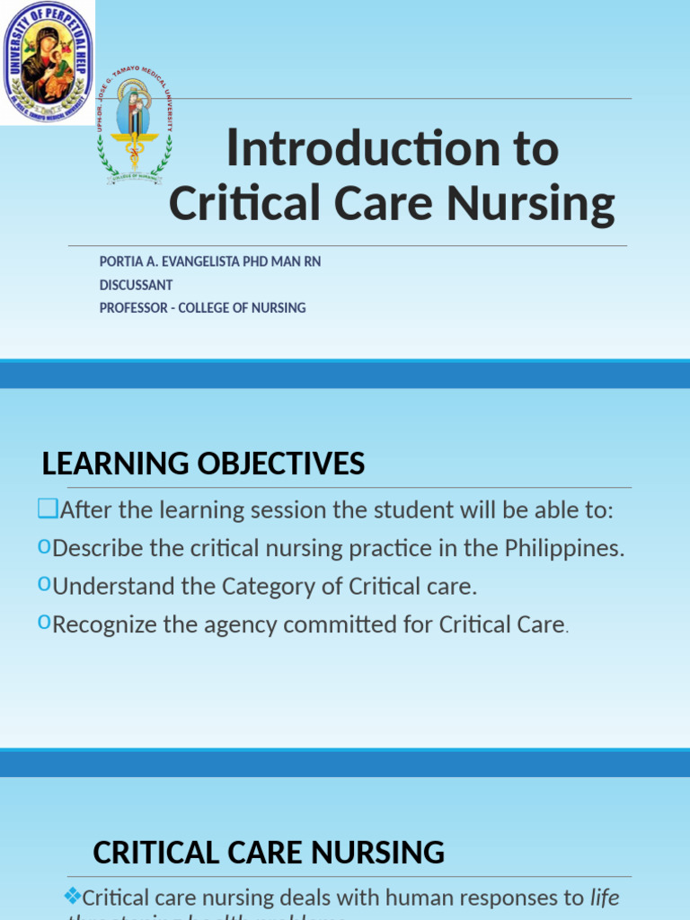 Overview of Critical Care Nursing in the Philippines | PDF | Intensive ...