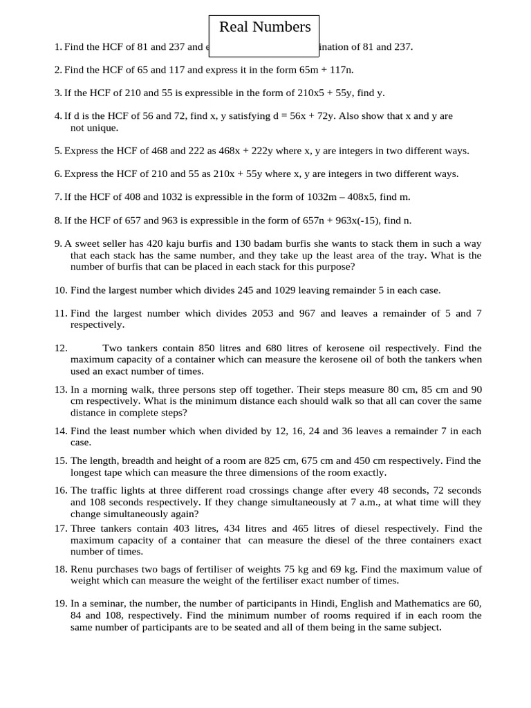 HCF and LCM Problems with Solutions | PDF | Polynomial | Zero Of A Function