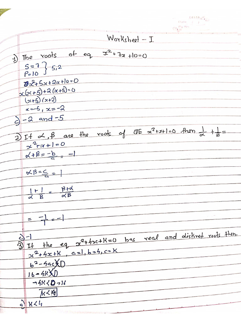 Worksheet 1 and 2 Solutions | PDF