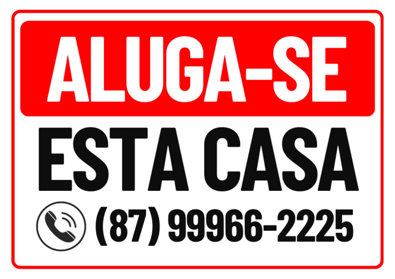 Placa de Aluga-Se Documento A4 Vermelho e Preto PDF | PDF