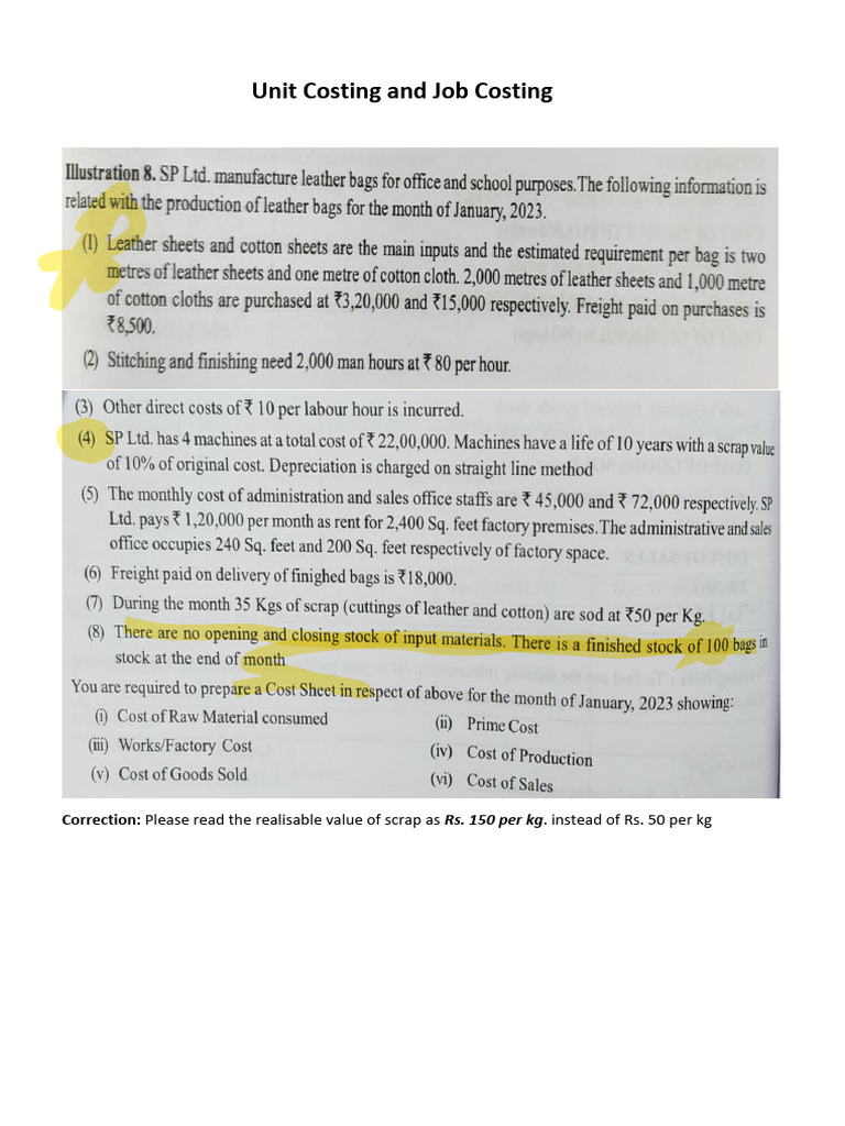Unit Costing And Job Costing Pdf