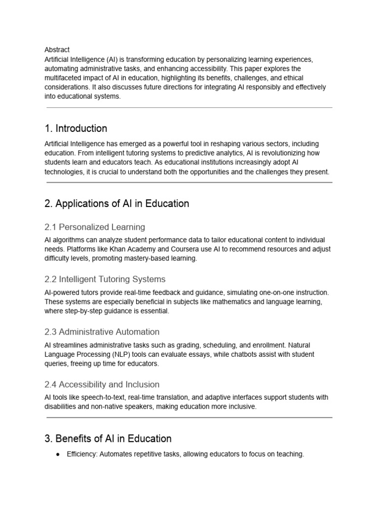The Role of Artificial Intelligence in Modern Education - Opportunities ...