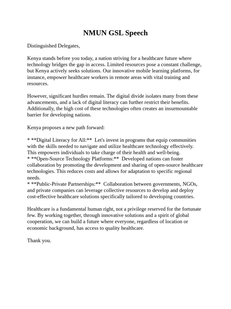 Nmun GSL Speech | PDF