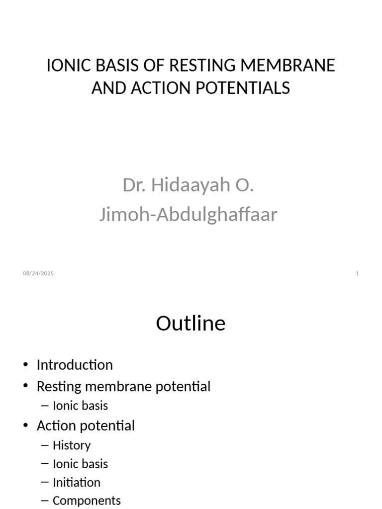 Ionic Basis of Membrane Potentials | PDF | Membrane Potential | Action ...