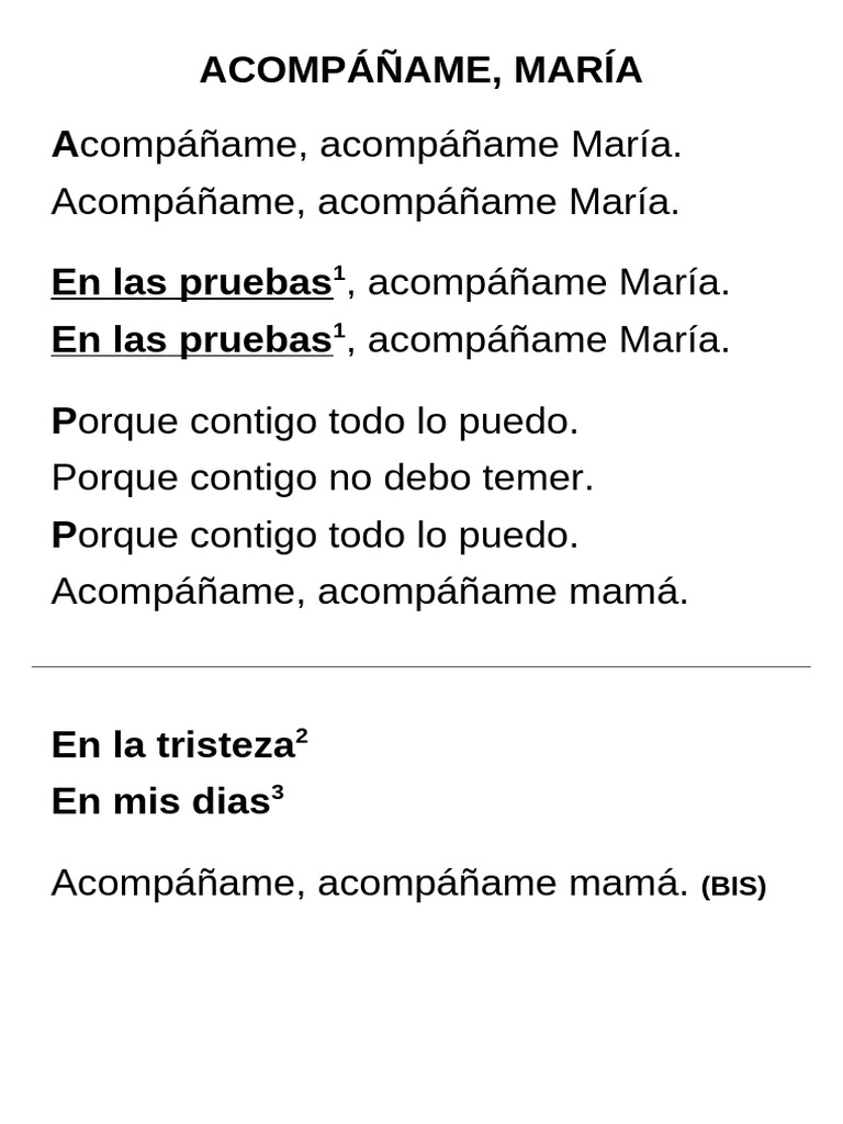 Acompáñame, María: Letra de Canción | PDF
