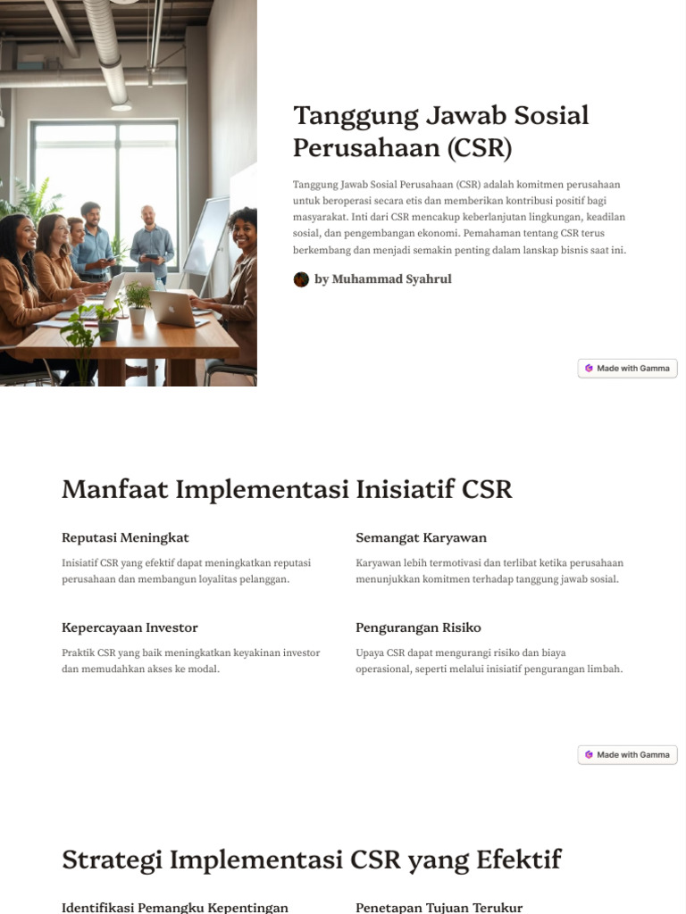 Manfaat dan Strategi CSR Efektif | PDF