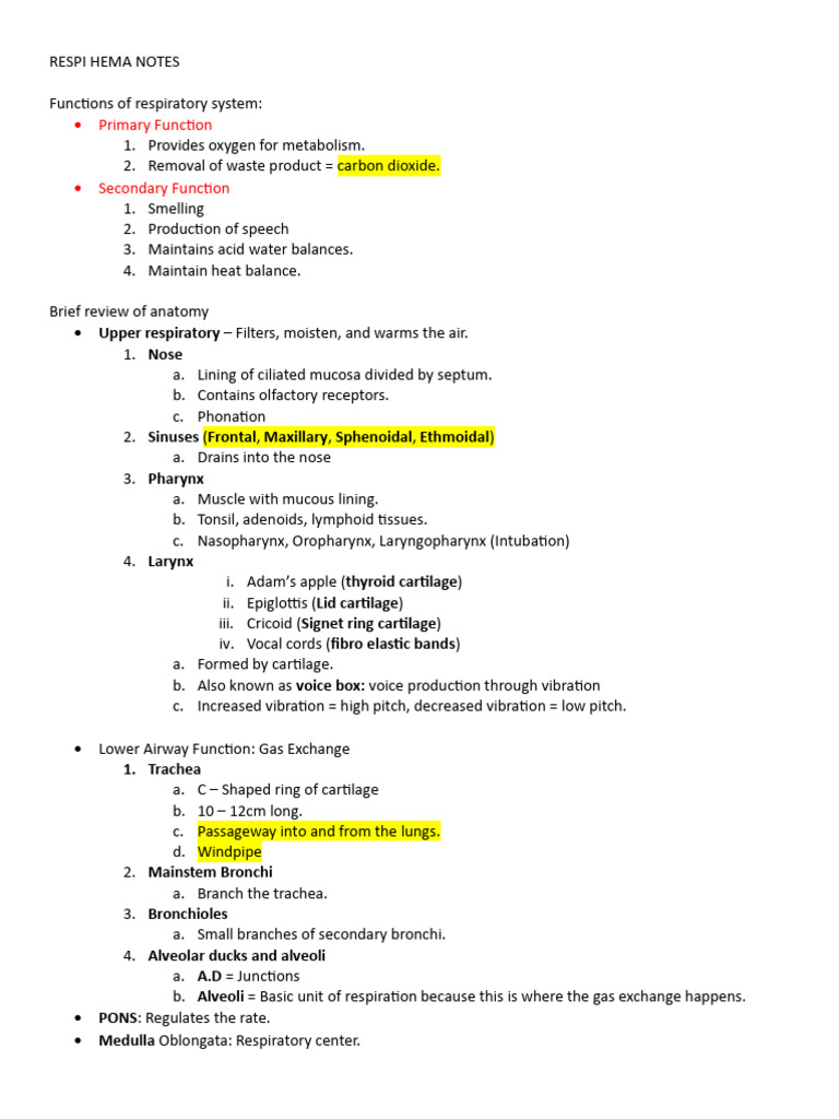 Respiratory System Functions and Disorders | PDF | Respiratory Tract ...
