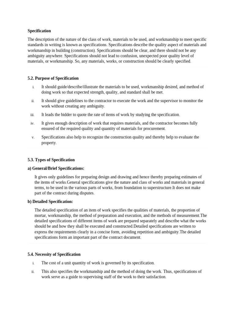 Building Work Specifications Guide | PDF | Specification (Technical ...