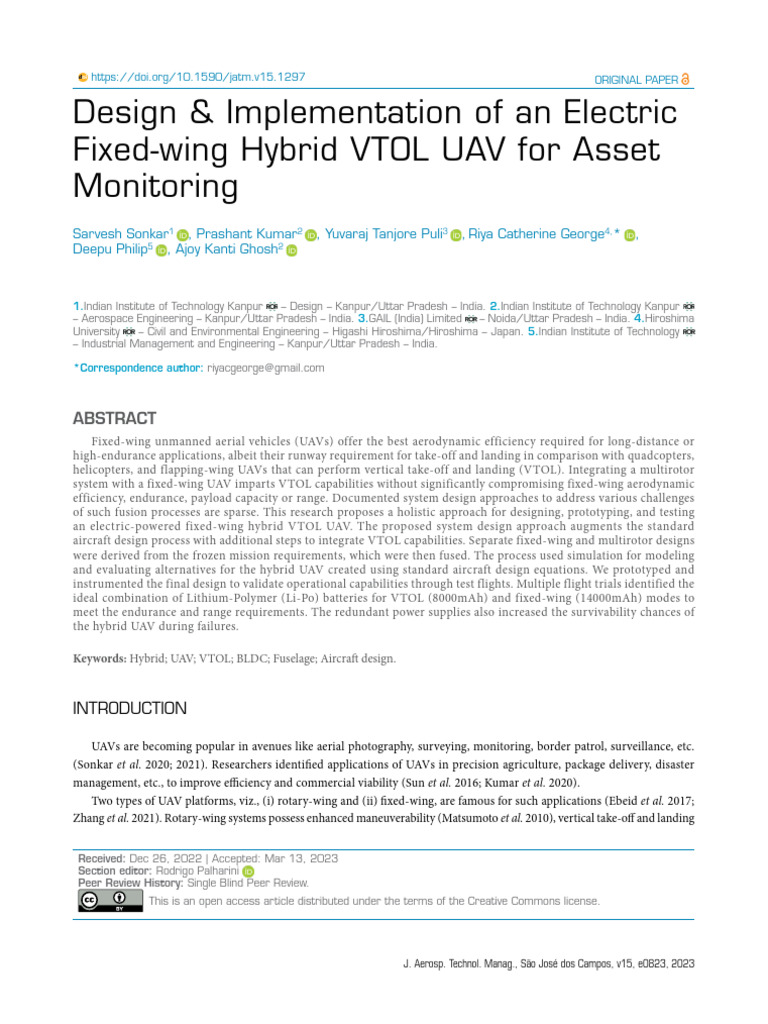 Hybrid VTOL UAV Design and Testing | PDF | Empennage | Unmanned Aerial ...