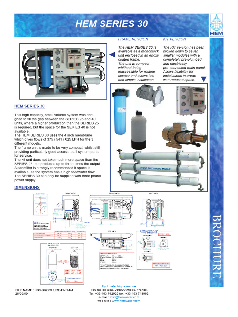 HEM Series 30 Water Purification System | PDF | Valve | Mechanical ...