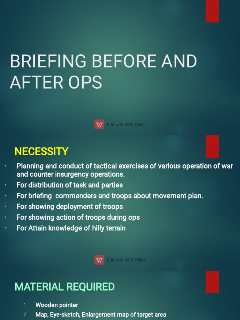 Military Sand Model Briefing Guide | PDF | Military | Conflicts