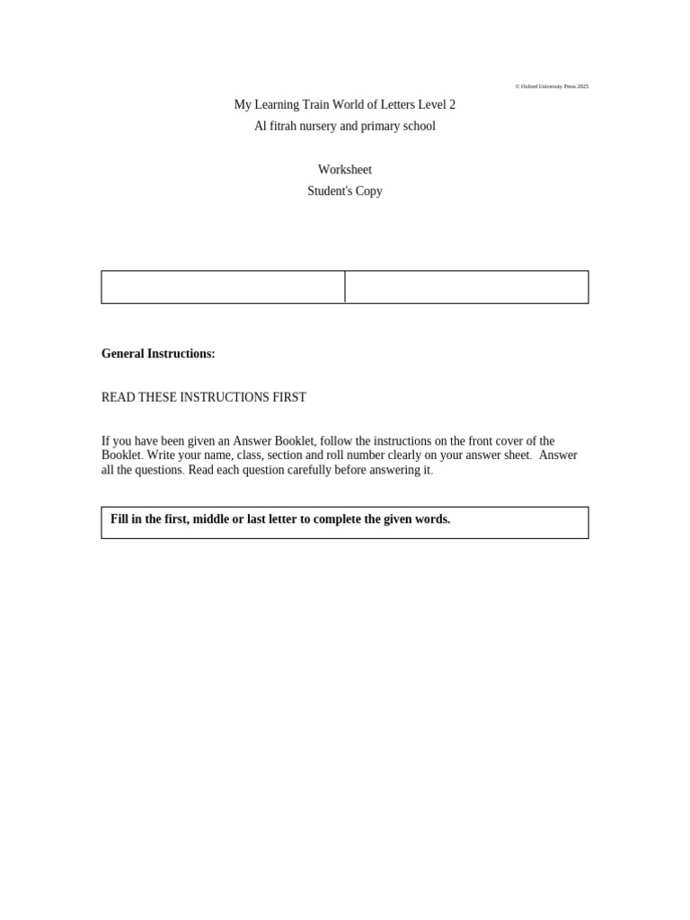 Level 2 Letters Worksheet Guide | PDF