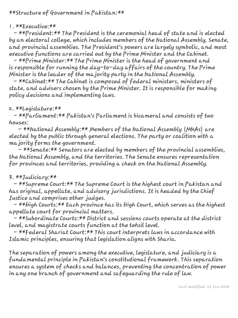 Government Structure in Pakistan | PDF