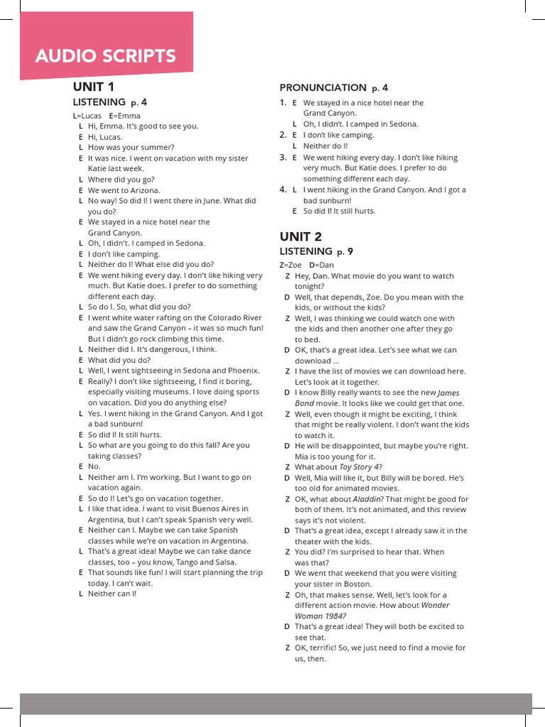 Audio Scripts for Listening Practice | PDF