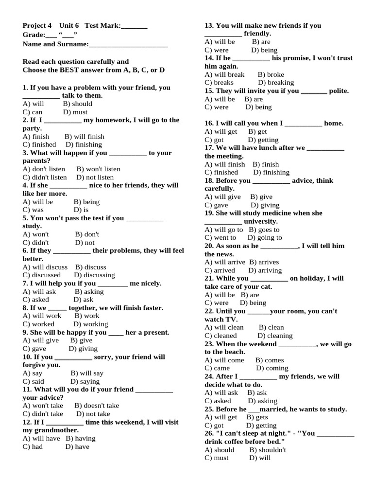 Project 4 Unit 6 Test Overview | PDF